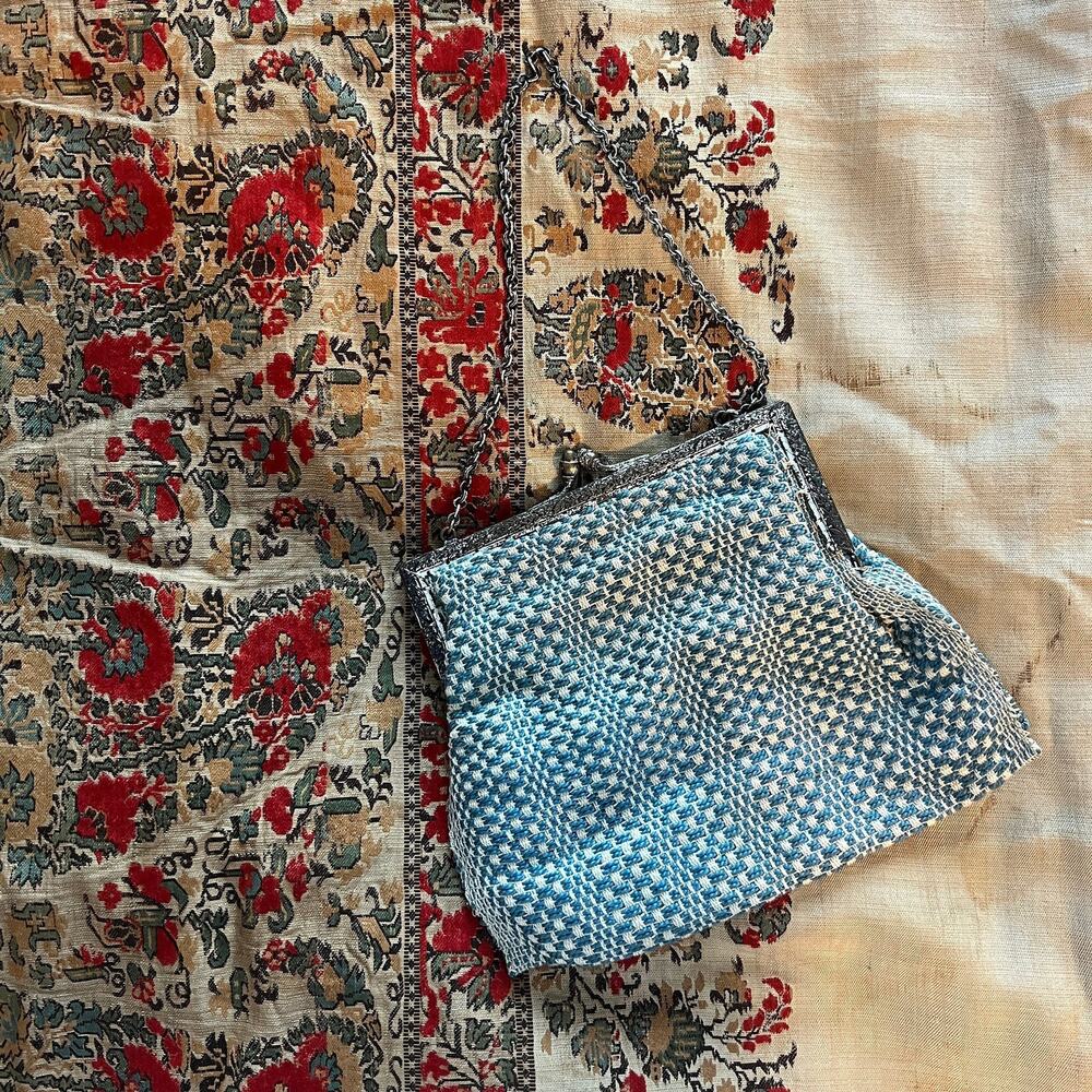 Antique Overshot Woven Frame Purse